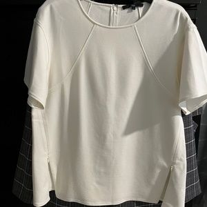 EUC Tibi Cream/Off-white Zip Vent Top - Size L